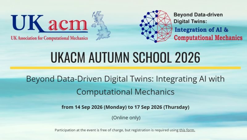 Banner for the UKACM Autumn School 2026: Beyond Data-Driven Digital Twins.